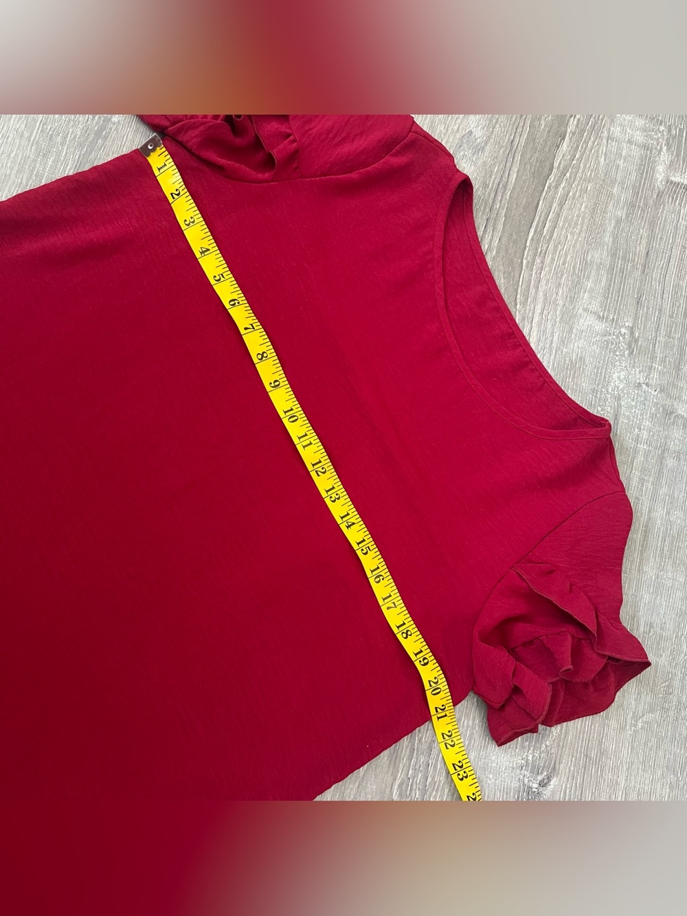 SHEIN Flutter Ruffle Petal Sleeve Top size L Rose Red - Picture 4 of 5